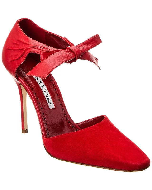 Manolo Blahnik Boduna 105 Suede & Leather Pump