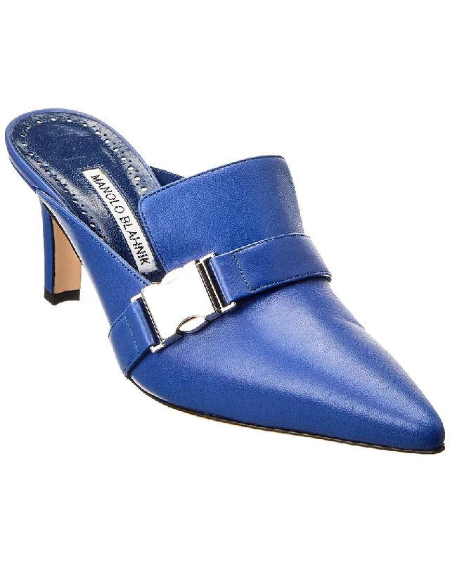 Manolo Blahnik Busiera 70 Leather Mule