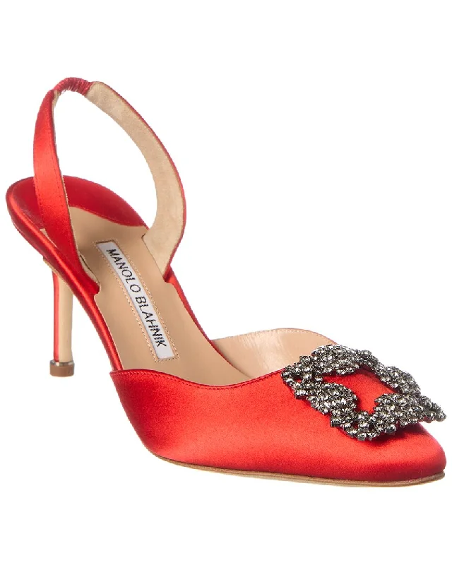 Manolo Blahnik Hangisli 70 Satin Slingback Pump