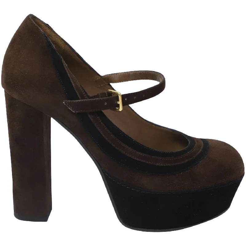 Marni Mary Jane Heels in Brown Suede