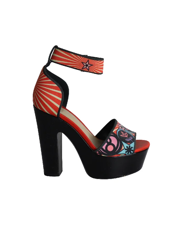 Nicholas Kirkwood Pop Art High Heel Platform Sandals in Multicolor Satin