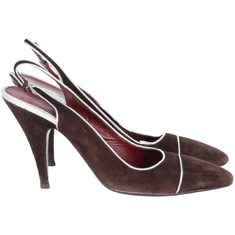 Prada Slingback Pumps in Brown Suede