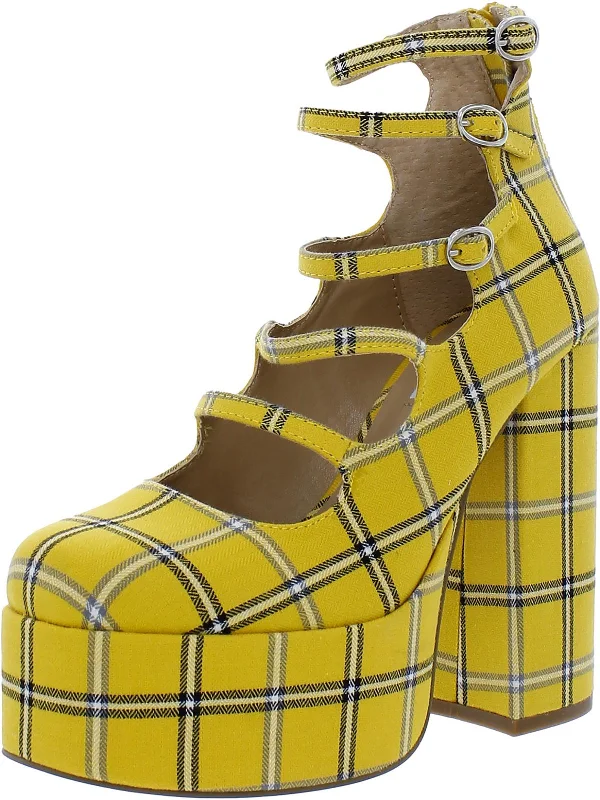 Rosario Womens Canvas Plaid Platform Heels