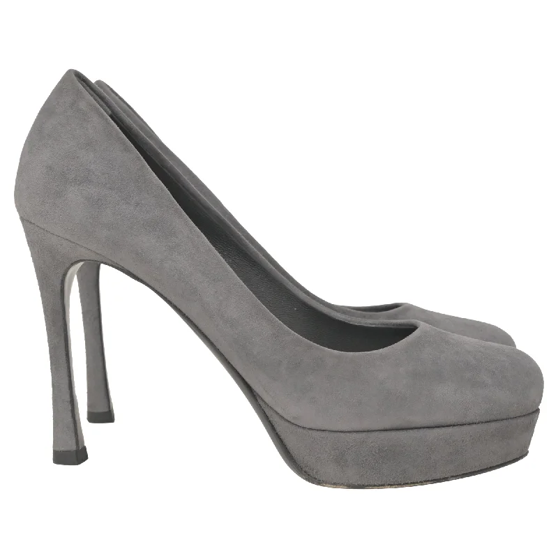 Saint Laurent Gisele Platform Pumps in Grey Suede