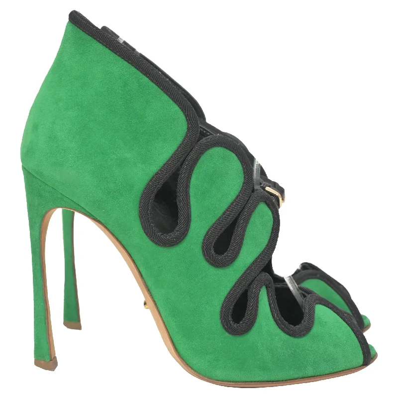 Sergio Rossi Lagoon Cut Out Pumps in Green Suede