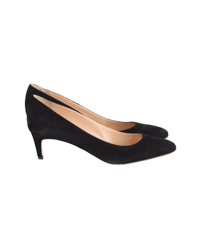 Sergio Rossi Mid Heel Pumps in Black Suede