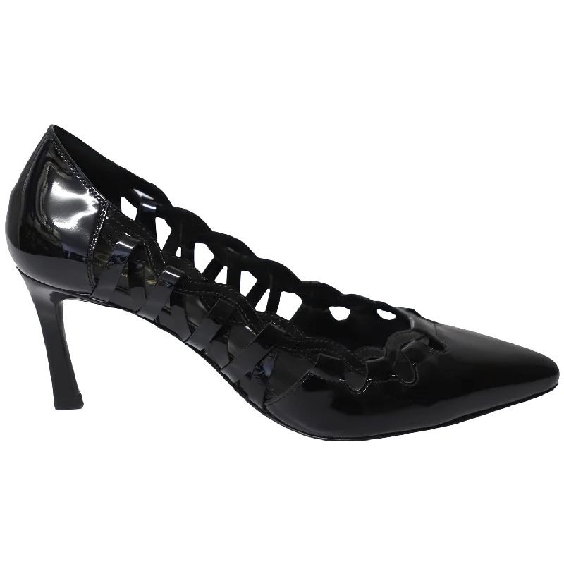 Tod's Cutout Pointed Heels in Black Patent Leather