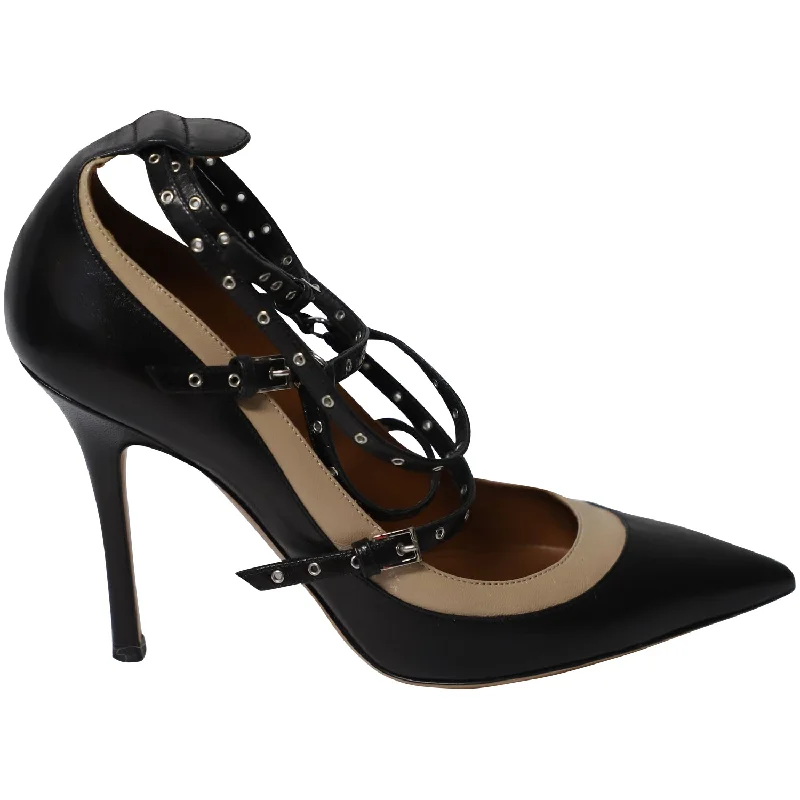 Valentino Grommet Studded Pumps in Black Leather