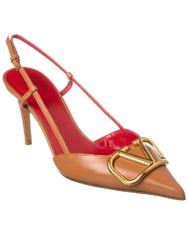 Valentino VLogo 80 Leather Slingback Pump