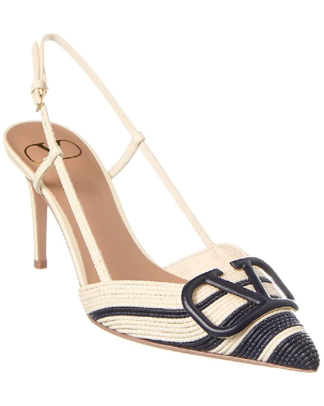 Valentino VLogo 80 Woven & Leather Slingback Pump