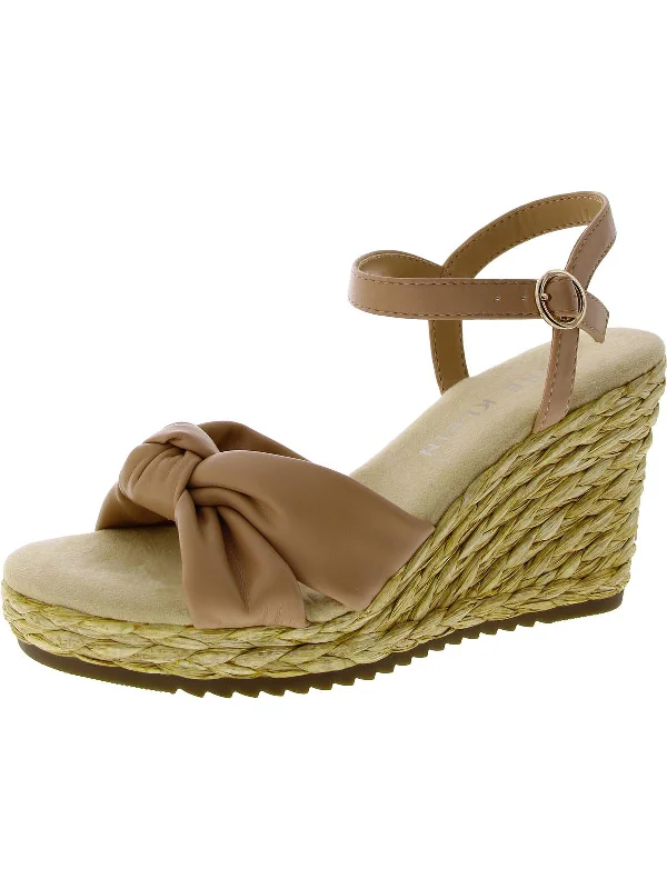 Wheatley Womens Faux Leather Sandal Wedge Heels