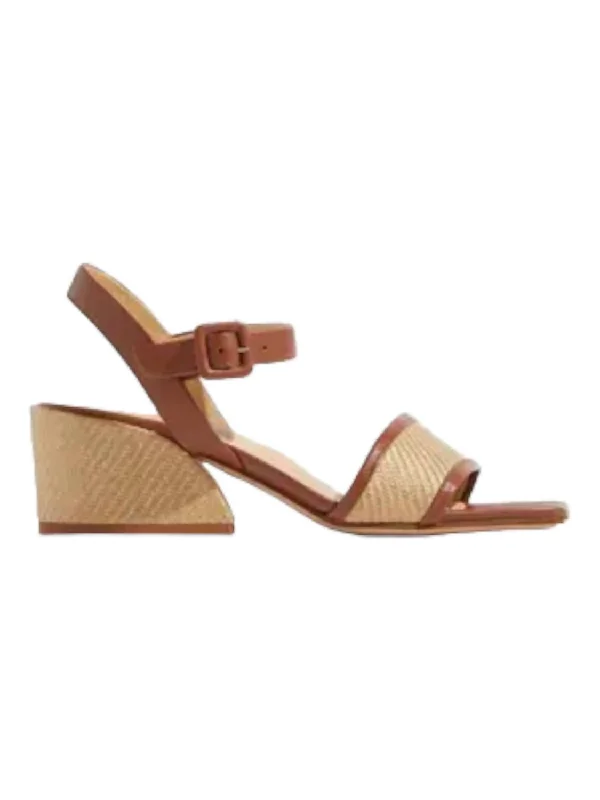 Women Imogen Raffia Block Heel In Tan