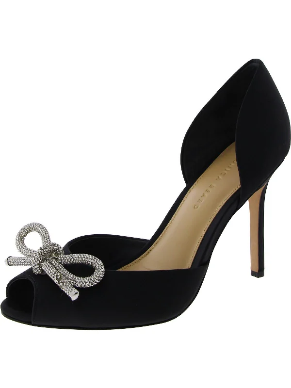 Womens Bow Peep Toe D'Orsay Heels