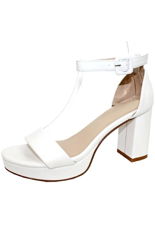 Women's Buckle Heel In White