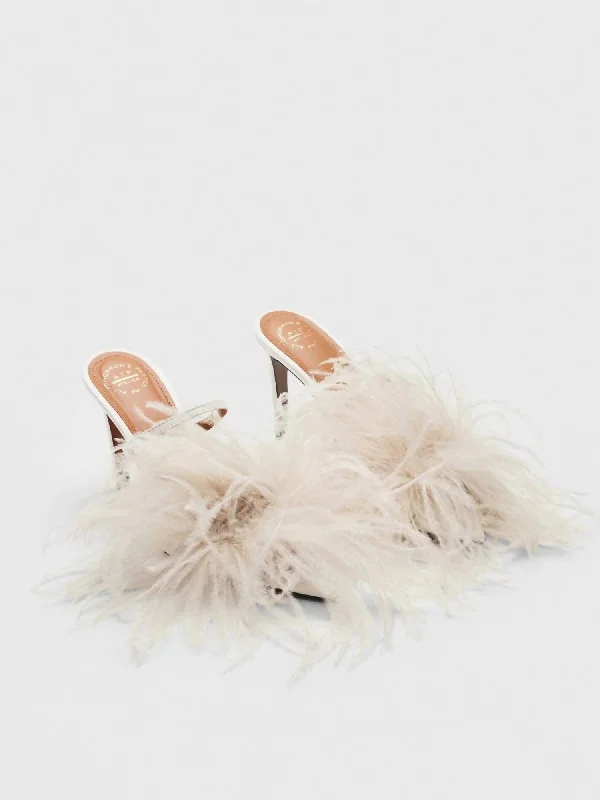 Women's Laviano Nappa/feathers Heeled Sandals In Linen