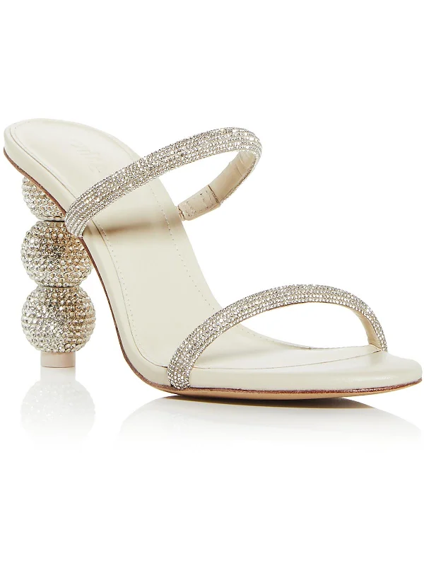 Womens Leather Rhinestone Slide