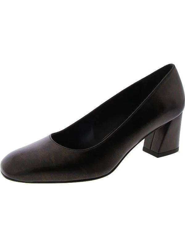 Womens Leather Square Toe Pumps