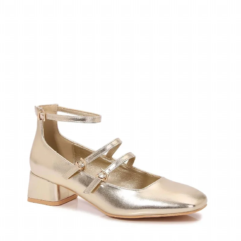 Women's Mina Mary Jane Heels In Gold