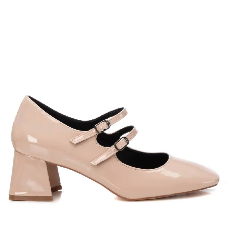 Women's Patent Leather Ballerinas In Beige