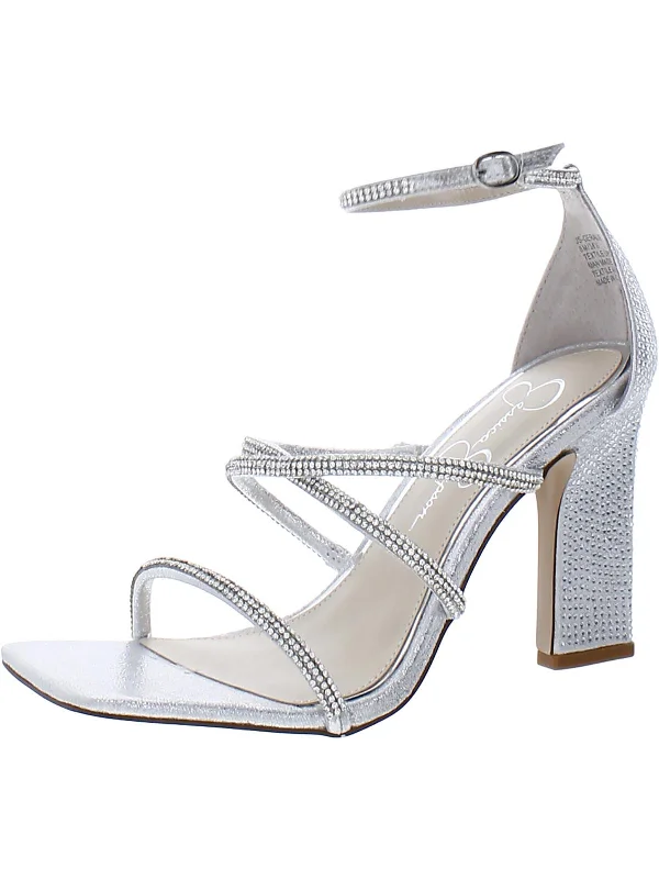 Womens Rhinestone Strappy Pumps