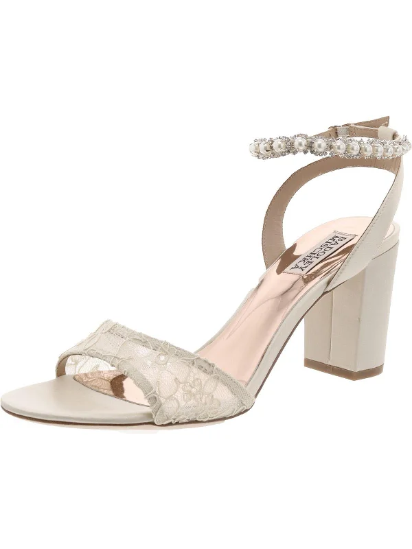 Womens Satin Lace Ankle Strap