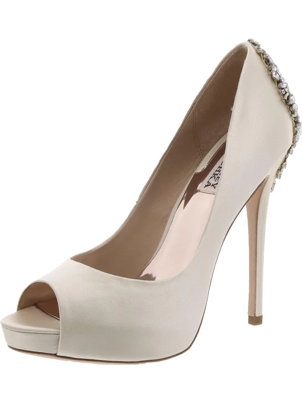 Womens Satin Peep Toe Pumps