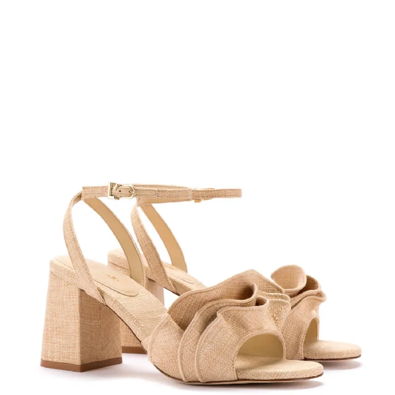 Women's Selena Ruffle Sandal In Beige Raffia