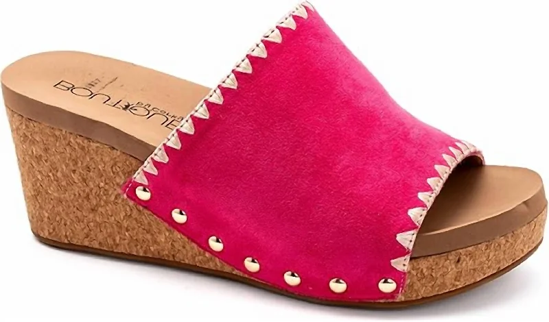 Women's Stitch-N-Slide Wedge Heels In Fuchsia