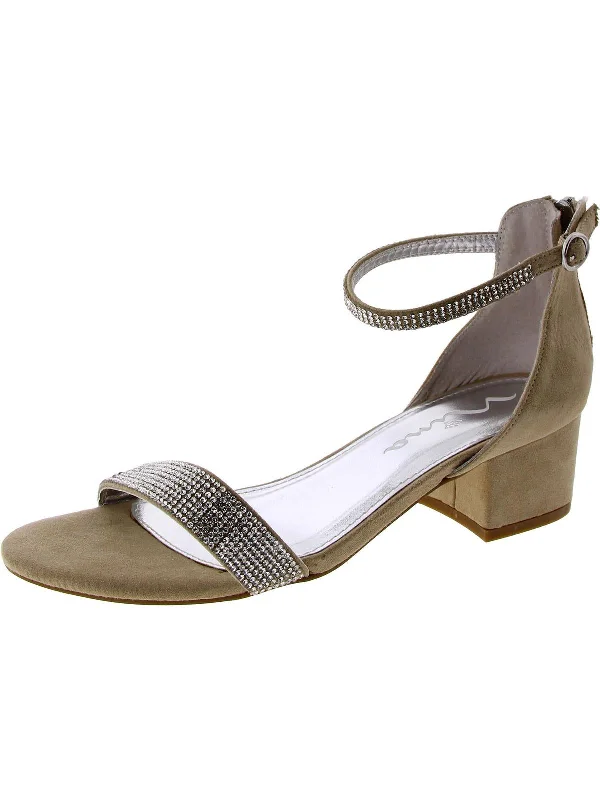 Womens Suede Embellished Ankle Strap