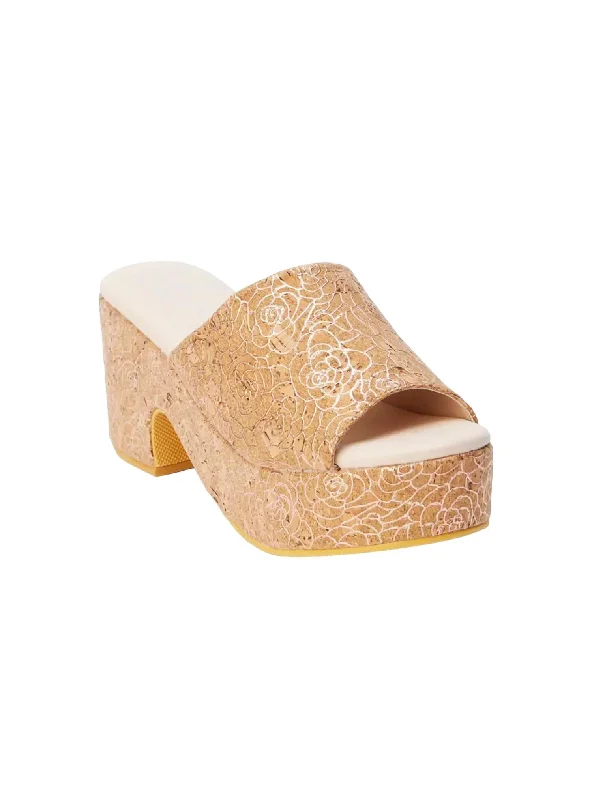 Women's Terry Platform Heel In Rose Cork