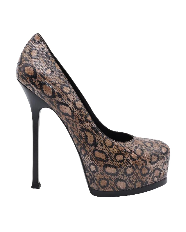 Yves Saint Laurent Tribtoo 105 Platform Pumps in Animal Print Python Leather